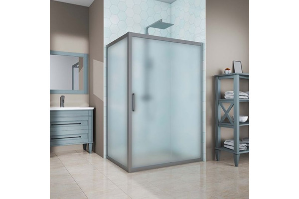 Душевой уголок Kubele DE019R-MAT-MT 105х85 см, профиль матовый хром, прямоугольный, двери раздвижные