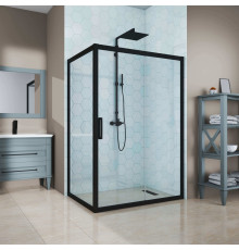 Душевой уголок Kubele DE019R-CLN-BLMT 120х80 см, профиль матовый черный, прямоугольный, двери раздвижные