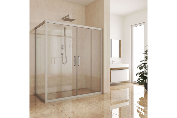 Душевой уголок Kubele DE019R4-CLN-MT 200х120 см, профиль матовый хром, прямоугольный, двери раздвижные