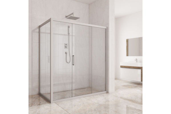 Душевой уголок Kubele DE019R3-CLN-MT 140х80 см, профиль матовый хром, прямоугольный, двери раздвижные