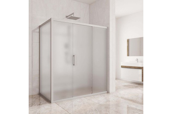 Душевой уголок Kubele DE019R3-MAT-MT 140х80 см, профиль матовый хром, прямоугольный, двери раздвижные