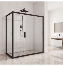 Душевой уголок Kubele DE019R3-CLN-BLMT 140х100 см, профиль матовый черный, прямоугольный, двери раздвижные