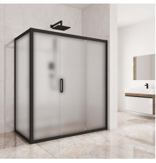 Душевой уголок Kubele DE019R3-MAT-BLMT 140х80 см, профиль матовый черный, прямоугольный, двери раздвижные
