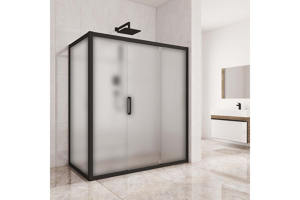 Душевой уголок Kubele DE019R3-MAT-BLMT 140х100 см, профиль матовый черный, прямоугольный, двери раздвижные