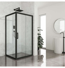Душевой уголок Kubele DE019S-CLN-BLMT 120х120 см, профиль матовый черный, квадратный, двери раздвижные