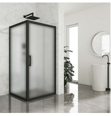 Душевой уголок Kubele DE019S-MAT-BLMT 110х110 см, профиль матовый черный, квадратный, двери раздвижные