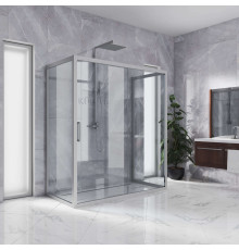 Душевой уголок Kubele DE019R2U-CLN-MT 120х80 см, профиль матовый хром, прямоугольный, двери раздвижные