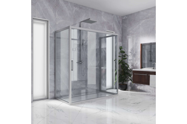 Душевой уголок Kubele DE019R2U-CLN-MT 120х100 см, профиль матовый хром, прямоугольный, двери раздвижные