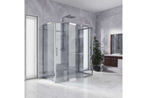 Душевой уголок Kubele DE019R2U-CLN-CH 120х80 см, профиль хром, прямоугольный, двери раздвижные