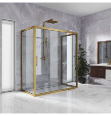 Душевой уголок Kubele DE019R2U-CLN-BR 120х100 см, профиль бронза, прямоугольный, двери раздвижные