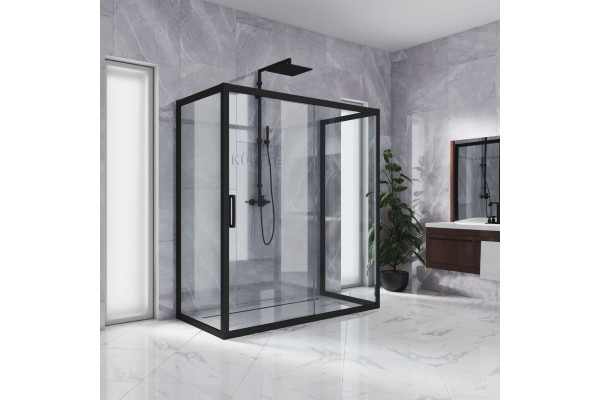 Душевой уголок Kubele DE019R2U-CLN-BLMT 120х80 см, профиль матовый черный, прямоугольный, двери раздвижные