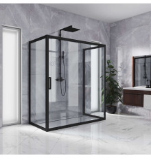 Душевой уголок Kubele DE019R2U-CLN-BLMT 120х100 см, профиль матовый черный, прямоугольный, двери раздвижные