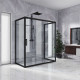 Душевой уголок Kubele DE019R2U-CLN-BLMT 120х100 см, профиль матовый черный, прямоугольный, двери раздвижные