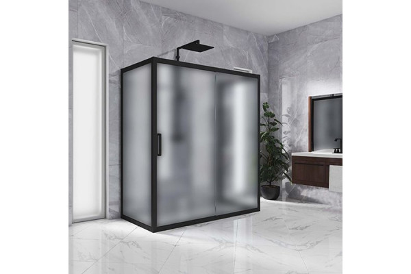 Душевой уголок Kubele DE019R2U-MAT-BLMT 120х90 см, профиль матовый черный, прямоугольный, двери раздвижные