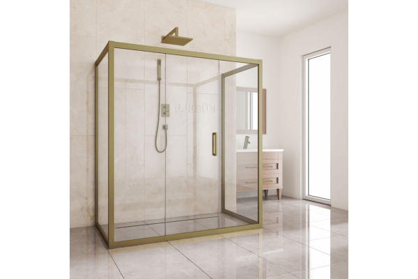 Душевой уголок Kubele DE019R3U-CLN-BR 140х80 см, профиль бронза, прямоугольный, двери раздвижные