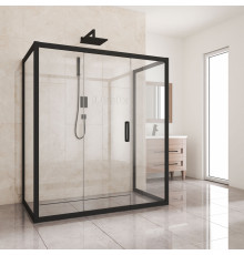 Душевой уголок Kubele DE019R3U-CLN-BLMT 140х100 см, профиль матовый черный, прямоугольный, двери раздвижные