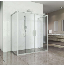 Душевой уголок Kubele DE019R4U-CLN-MT 140х90 см, профиль матовый хром, прямоугольный, двери раздвижные