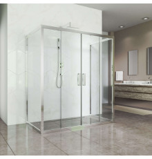 Душевой уголок Kubele DE019R4U-CLN-CH 140х80 см, профиль хром, прямоугольный, двери раздвижные