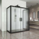 Душевой уголок Kubele DE019R4U-MAT-BLMT 140х100 см, профиль матовый черный, прямоугольный, двери раздвижные