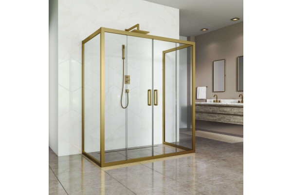 Душевой уголок Kubele DE019R4U-CLN-BR 140х90 см, профиль бронза, прямоугольный, двери раздвижные