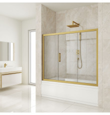 Шторка на ванну Kubele DE019P3-CLN-BR 170х150 см, профиль бронза, раздвижная, стекло прозрачное