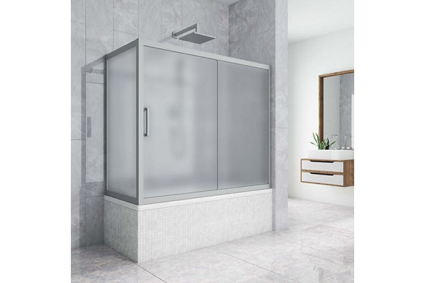 Шторка на ванну Kubele DE019PR-MAT-MT 150х70 см, профиль матовый хром, раздвижная