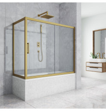 Шторка на ванну Kubele DE019PR-CLN-BR 150х70 см, профиль бронза, раздвижная, стекло прозрачное