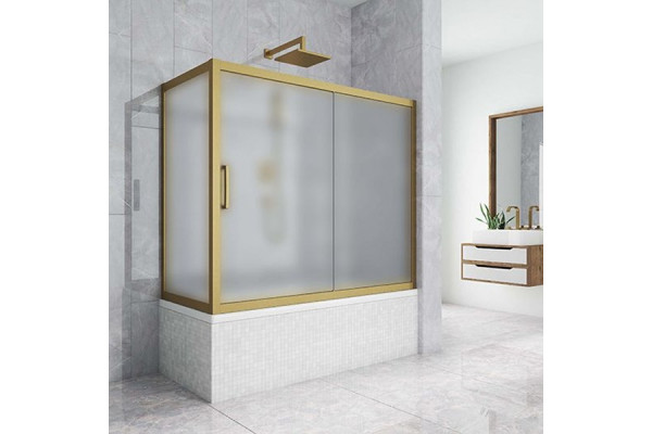Шторка на ванну Kubele DE019PR-MAT-BR 150х70 см, профиль бронза, раздвижная, стекло матовое