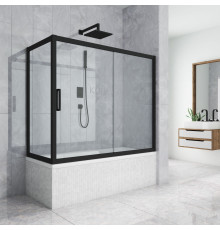 Шторка на ванну Kubele DE019PR-CLN-BLMT 150х70 см, профиль матовый черный, раздвижная