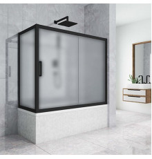 Шторка на ванну Kubele DE019PR-MAT-BLMT 150х70 см, профиль матовый черный, раздвижная
