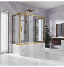 Шторка на ванну Kubele DE019P2U-CLN-BR 150х80 см, профиль бронза, раздвижная, стекло прозрачное