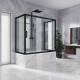 Шторка на ванну Kubele DE019P2U-CLN-BLMT 150х70 см, профиль матовый черный, раздвижная