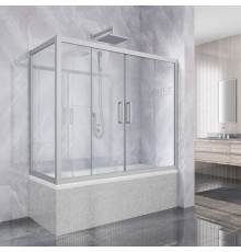Шторка на ванну Kubele DE019PR4-CLN-MT 220х90 см, профиль матовый хром, раздвижная