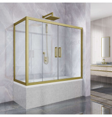 Шторка на ванну Kubele DE019PR4-CLN-BR 170х70 см, профиль бронза, раздвижная, стекло прозрачное