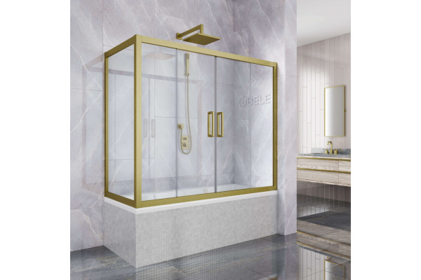 Шторка на ванну Kubele DE019PR4-CLN-BR 170х70 см, профиль бронза, раздвижная, стекло прозрачное