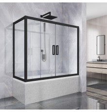 Шторка на ванну Kubele DE019PR4-CLN-BLMT 170х70 см, профиль матовый черный, раздвижная
