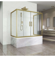 Шторка на ванну Kubele DE019P4U-CLN-BR 160х70 см, профиль бронза, раздвижная, стекло прозрачное