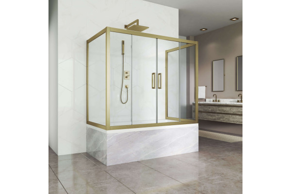 Шторка на ванну Kubele DE019P4U-CLN-BR 170х80 см, профиль бронза, раздвижная, стекло прозрачное
