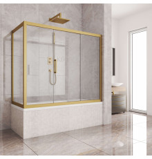 Шторка на ванну Kubele DE019PR3-CLN-BR 170х75 см, профиль бронза, раздвижная, стекло прозрачное