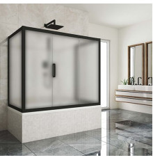 Шторка на ванну Kubele DE019P3U-MAT-BLMT 170х80 см, профиль матовый черный, раздвижная