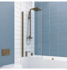 Шторка на ванну Kubele DE020 DE020P601-CLN-BR-80х150 150х80, профиль бронза светлая, распашная, стекло прозрачное