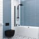 Шторка на ванну Kubele DE020 DE020P601-CLN-BLM-80х150 150х80, профиль черный матовый, распашная