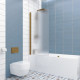 Шторка на ванну Kubele DE020 DE020P601-MAT-BR-85х150 150х85, профиль бронза светлая, стекло матовое, распашная