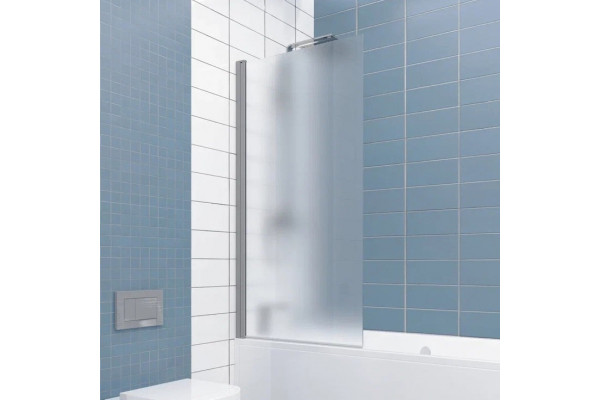 Шторка на ванну Kubele DE020 DE020P601-MAT-MT-85х150 150х85, профиль матовый хром, стекло матовое, распашная
