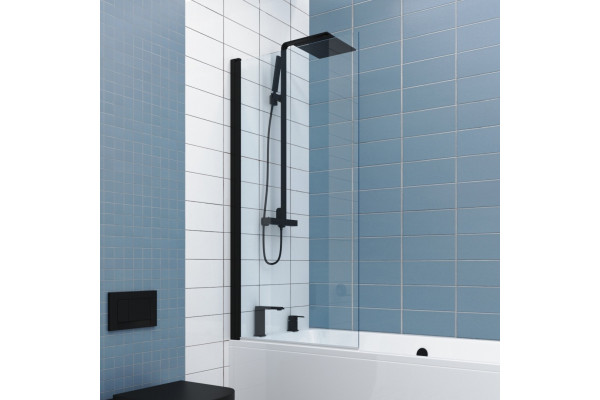 Шторка на ванну Kubele DE020 DE020P601-CLN-BLM-85х150 150х85, профиль черный матовый, распашная