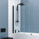 Шторка на ванну Kubele DE020 DE020P601-CLN-BLM-85х150 150х85, профиль черный матовый, распашная