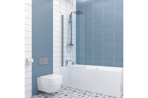Шторка на ванну Kubele DE020 DE020P601-CLN-MT-50х150 150х50, профиль матовый хром, распашная