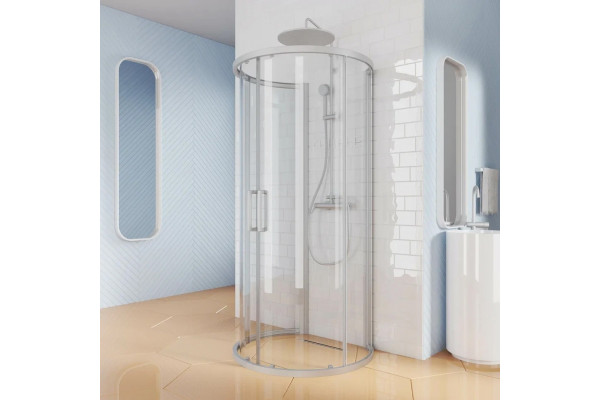 Душевой уголок Kubele DE018 DE018RR4L-CLN-MT-105х105х200 105х200, профиль матовый хром, круглый, двери раздвижные