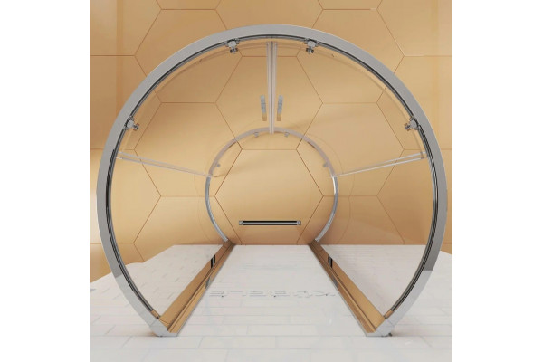 Душевой уголок Kubele DE018 DE018RR4L-CLN-MT-105х105х200 105х200, профиль матовый хром, круглый, двери раздвижные