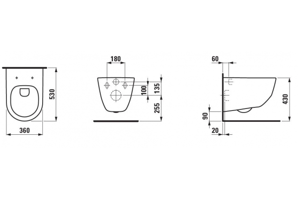 Унитаз подвесной Laufen Pro Rimless (8.6695.7.000.000.1) безободковый, с тонким сиденьем SoftClose